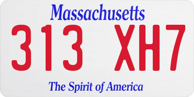 MA license plate 313XH7