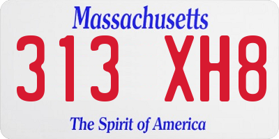 MA license plate 313XH8