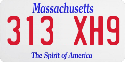 MA license plate 313XH9
