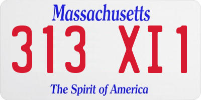 MA license plate 313XI1
