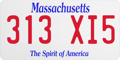 MA license plate 313XI5