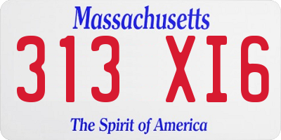 MA license plate 313XI6