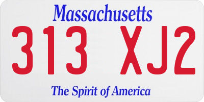 MA license plate 313XJ2