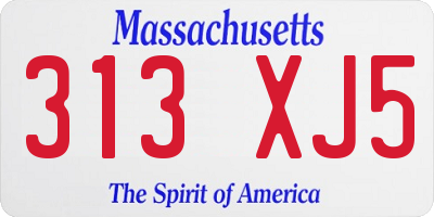 MA license plate 313XJ5