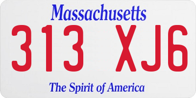 MA license plate 313XJ6