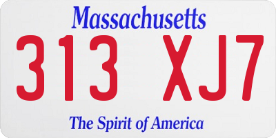 MA license plate 313XJ7