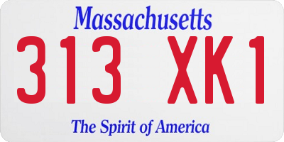 MA license plate 313XK1