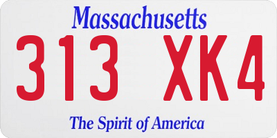 MA license plate 313XK4