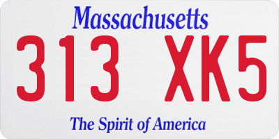 MA license plate 313XK5