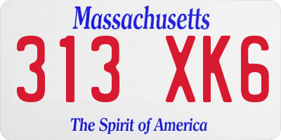 MA license plate 313XK6