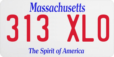 MA license plate 313XL0