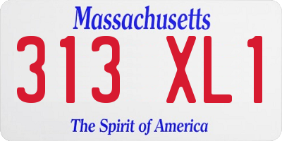 MA license plate 313XL1