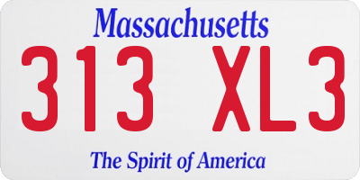 MA license plate 313XL3