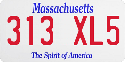 MA license plate 313XL5