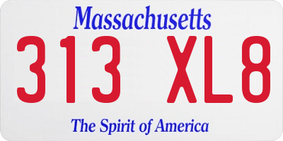 MA license plate 313XL8