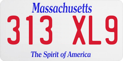 MA license plate 313XL9