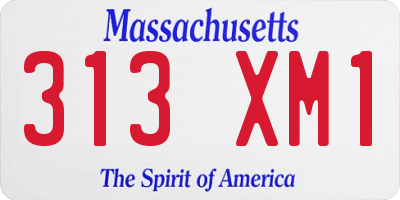 MA license plate 313XM1