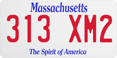 MA license plate 313XM2