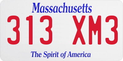 MA license plate 313XM3
