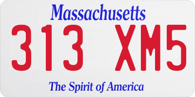 MA license plate 313XM5