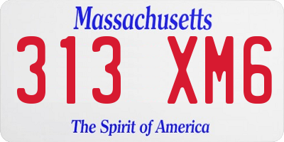 MA license plate 313XM6