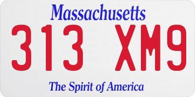 MA license plate 313XM9