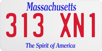 MA license plate 313XN1