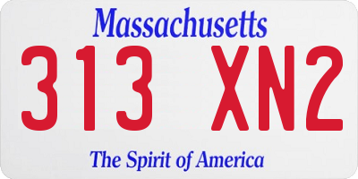 MA license plate 313XN2