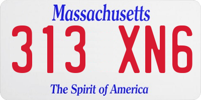 MA license plate 313XN6
