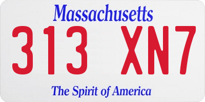 MA license plate 313XN7