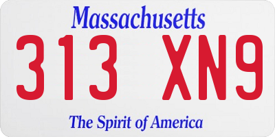 MA license plate 313XN9