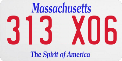 MA license plate 313XO6