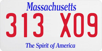 MA license plate 313XO9