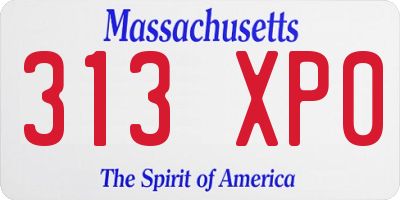 MA license plate 313XP0