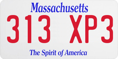 MA license plate 313XP3