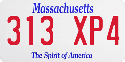 MA license plate 313XP4