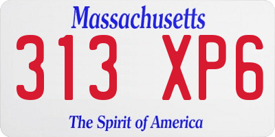 MA license plate 313XP6