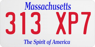 MA license plate 313XP7