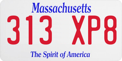 MA license plate 313XP8