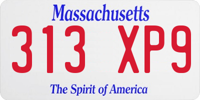 MA license plate 313XP9