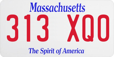 MA license plate 313XQ0