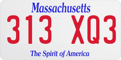 MA license plate 313XQ3