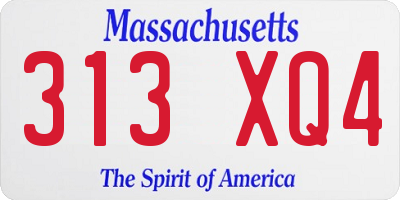 MA license plate 313XQ4