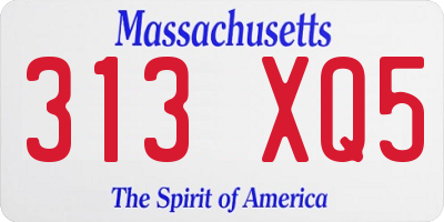 MA license plate 313XQ5