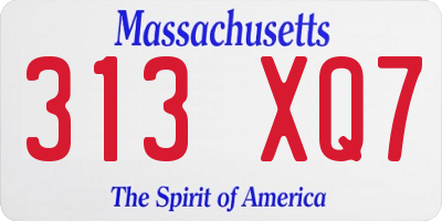 MA license plate 313XQ7