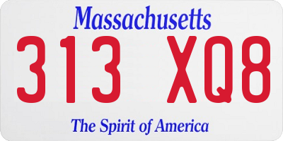 MA license plate 313XQ8