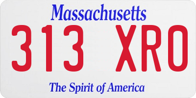 MA license plate 313XR0