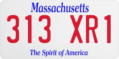 MA license plate 313XR1