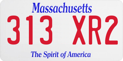 MA license plate 313XR2