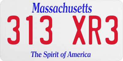 MA license plate 313XR3